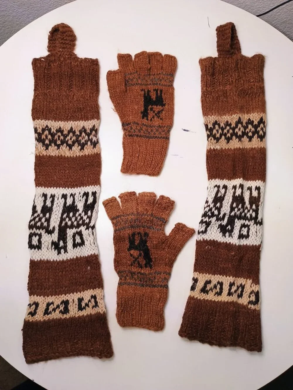 Winter Set Knitted Hand Warmers Leg Warmers Warm Wool Gloves